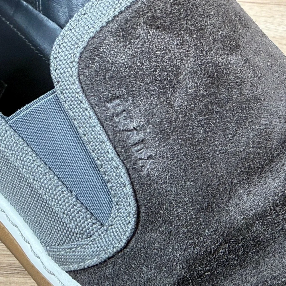 Prada Stratus Shoes Mens Size 12 US Grey Suede Gum Sole Slip On Sneakers 4D 3168